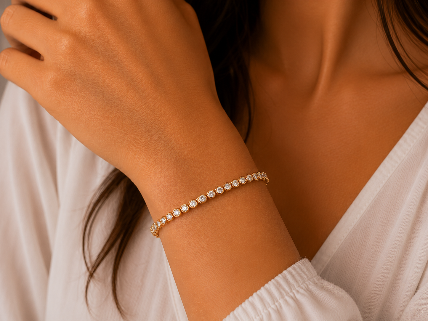 2.01ct Brilliant Cut Diamond Tennis Bracelet in 18ct Yellow Gold
