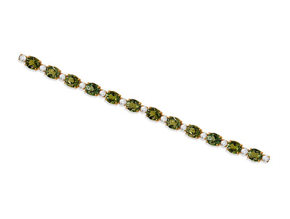 1.73ct Diamond & 13.39ct Green Tourmaline Tennis Bracelet in 18ct Yellow Gold