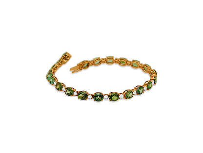 1.73ct Diamond & 13.39ct Green Tourmaline Tennis Bracelet in 18ct Yellow Gold