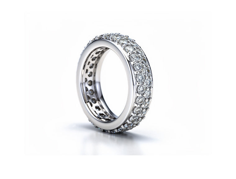 3.37ct Diamond Pavé Eternity Ring – 18ct White Gold