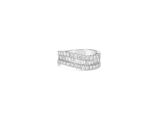 (Ref 1854) 1.48ct Diamond Baguette Twist Ring (18ct White Gold)