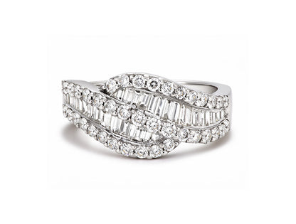1.05ct Baguette & Brilliant Diamond Ring – 18ct White Gold