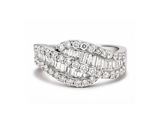 1.05ct Baguette & Brilliant Diamond Ring – 18ct White Gold