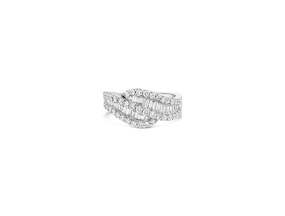 (Ref 1855) 0.44ct Baguette Diamond Ring Brilliant 0.61ct (18ct White Gold)