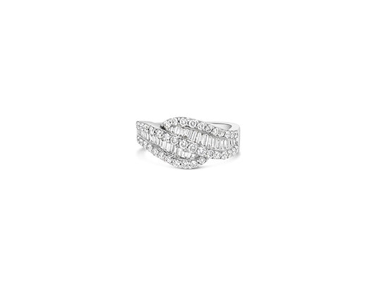 (Ref 1855) 0.44ct Baguette Diamond Ring Brilliant 0.61ct (18ct White Gold)