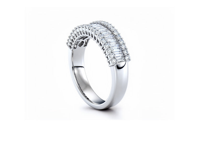 0.64ct Baguette & Brilliant Diamond Ring – 18ct White Gold