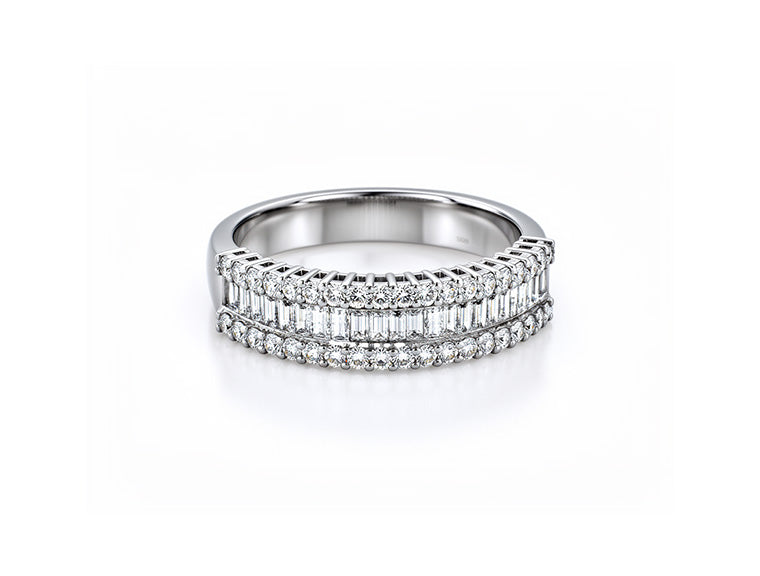 0.64ct Baguette & Brilliant Diamond Ring – 18ct White Gold