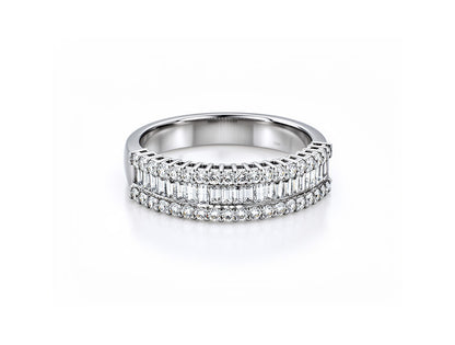 0.64ct Baguette & Brilliant Diamond Ring – 18ct White Gold