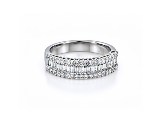 0.64ct Baguette & Brilliant Diamond Ring – 18ct White Gold