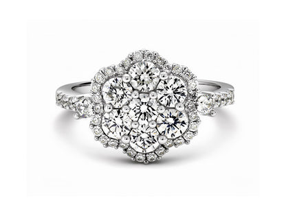 1.37ct Diamond Cluster Ring – 18ct White Gold