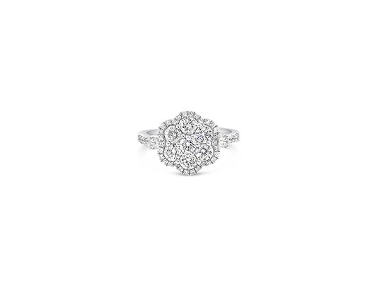 (Ref 1859) 1.37ct Cluster Diamond Ring (18ct White Gold)