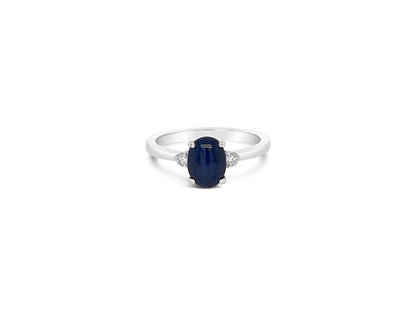(Ref 1866) 0.10ct Solitaire Star Sapphire Cabuchon Ring (18ct White Gold)