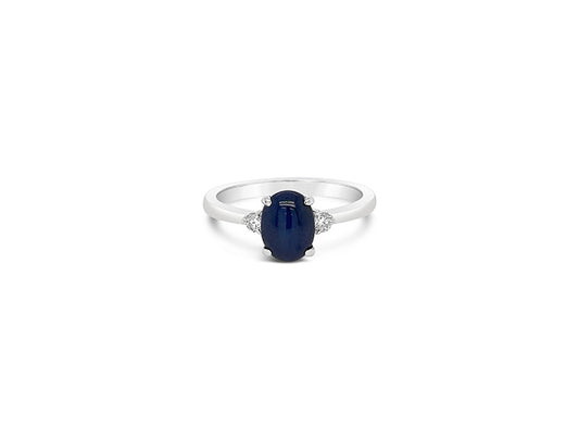 (Ref 1866) 0.10ct Solitaire Star Sapphire Cabuchon Ring (18ct White Gold)