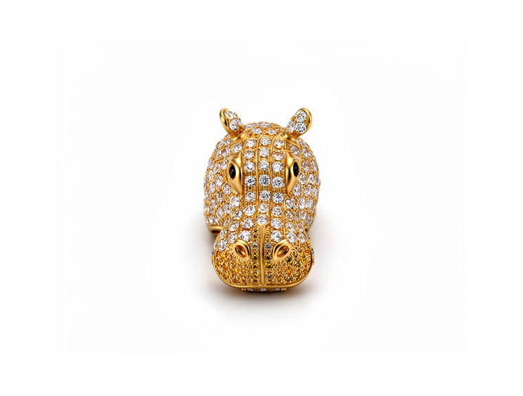 Hippo Diamond, Yellow Sapphire & Tanzanite Ring – 18ct Yellow Gold