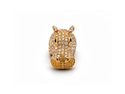 Hippo Diamond, Yellow Sapphire & Tanzanite Ring – 18ct Yellow Gold