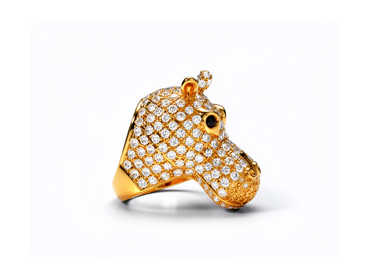Hippo Diamond, Yellow Sapphire & Tanzanite Ring – 18ct Yellow Gold
