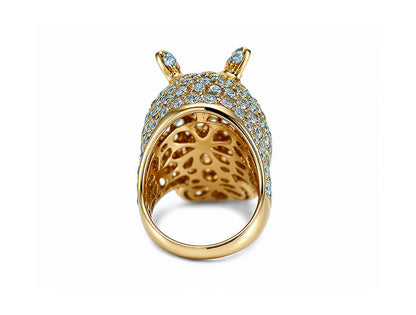 Hippo Diamond, Yellow Sapphire & Tanzanite Ring – 18ct Yellow Gold