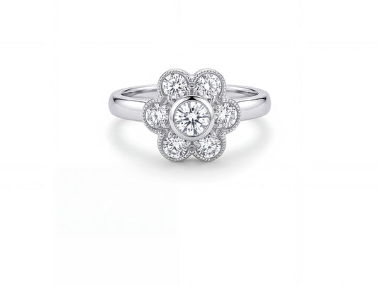 1.50ct Diamond Cluster Ring – 18ct White Gold & Platinum
