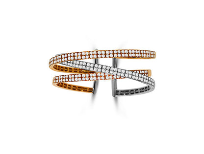 7ct Three-Colour Diamond Bracelet – 18ct White Yellow & Rose Gold