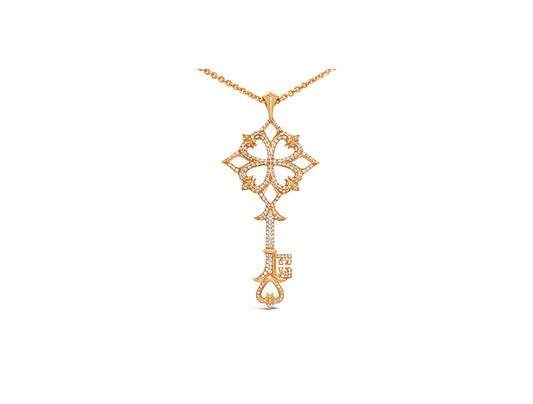 (Ref 1892) Diamond Pendant Key and 22″ Chain (18ct Rose Gold)