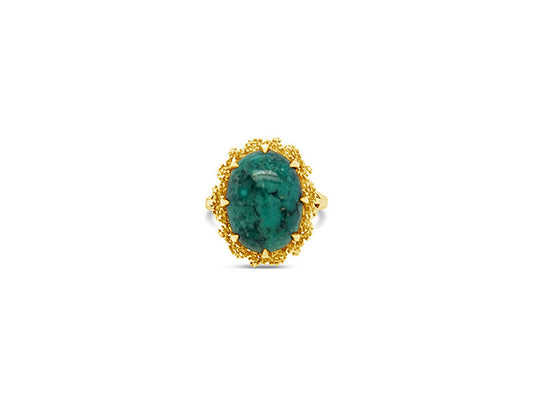 (Ref 1914) Arizona Turquoise Ring (1960’s) (9ct Yellow Gold)