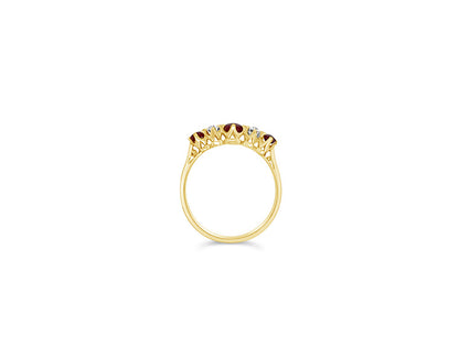 (Ref 1915) Edwardian Diamond Ruby Ring (120 years old) (18ct Yellow Gold)