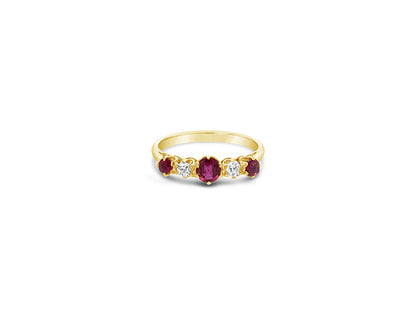 (Ref 1915) Edwardian Diamond Ruby Ring (120 years old) (18ct Yellow Gold)