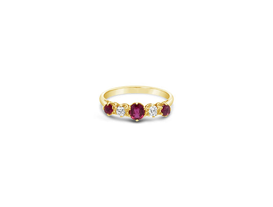 (Ref 1915) Edwardian Diamond Ruby Ring (120 years old) (18ct Yellow Gold)