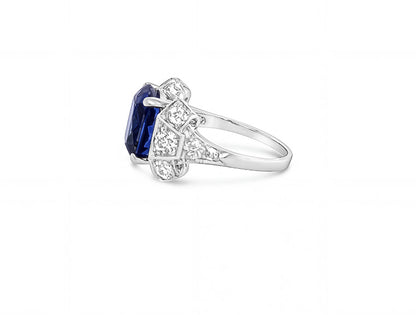5.65ct Tanzanite & 1ct Old Cut Diamond Dress Ring – Platinum