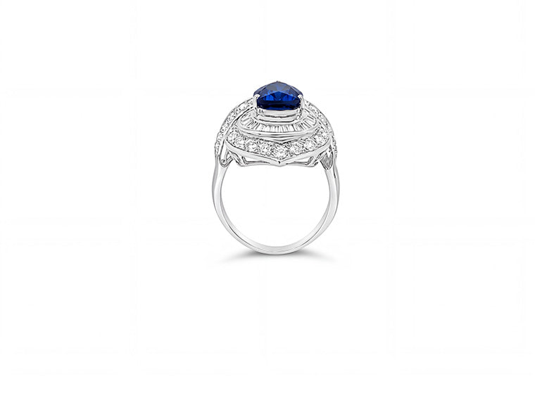 5.65ct Tanzanite & 1ct Old Cut Diamond Dress Ring – Platinum