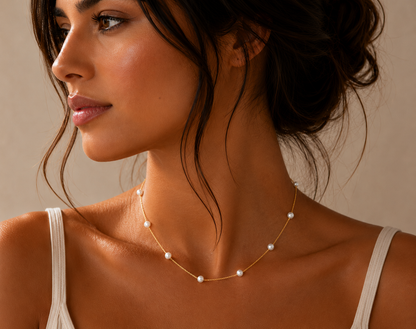 Cultured Pearl Necklace – 9ct Yellow Gold