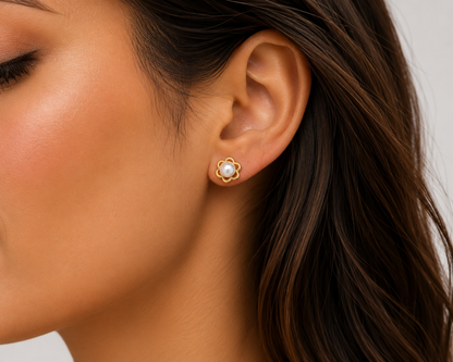 Cultured Pearl Stud Earrings – 9ct Yellow Gold