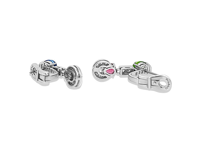 (1968) Bulgari Alegra Multi Gem Earrings (18ct White Gold)