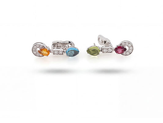 Bvlgari Allegra Multi-Gem & Diamond Clip On Earrings – 18ct White Gold
