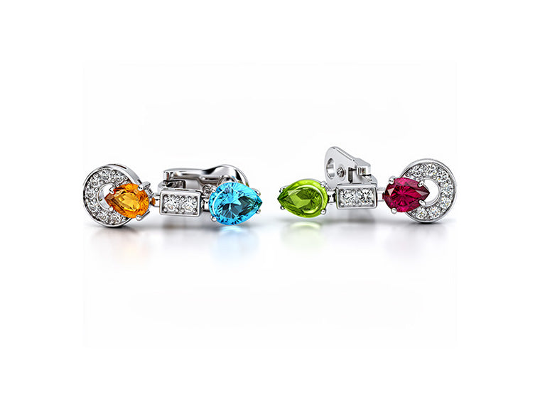 Bvlgari Allegra Multi-Gem & Diamond Clip On Earrings – 18ct White Gold