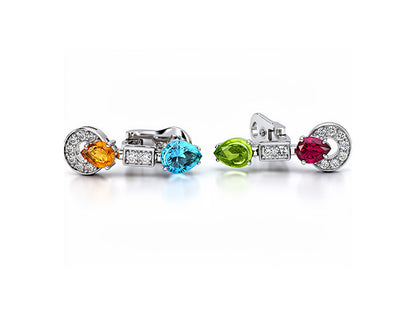Bvlgari Allegra Multi-Gem & Diamond Clip On Earrings – 18ct White Gold