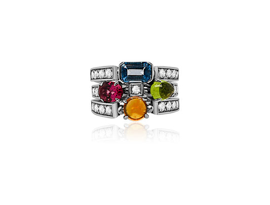Bvlgari Alegra Multi-Gem & Diamond Ring – 18ct White Gold
