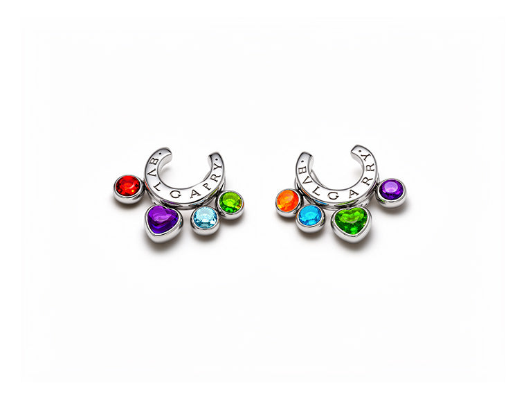 Bvlgari Allegra Multi-Gem Hoop Earrings – 18ct White Gold