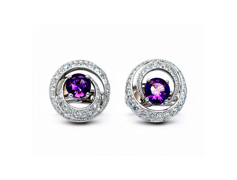 Lorenz Bäumer Paris 230 Amethyst & Diamond Earrings – 18ct White Gold