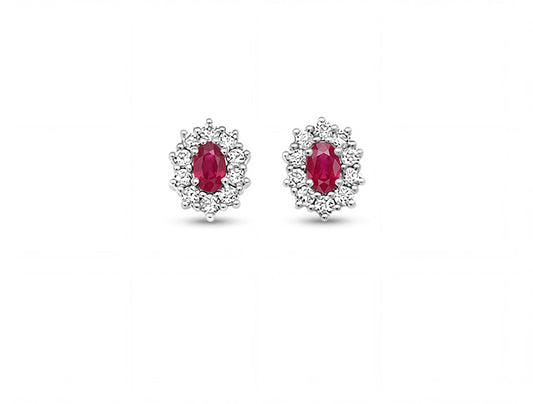 0.51 ct Cluster Ruby Diamond Earrings - 9ct Yellow Gold