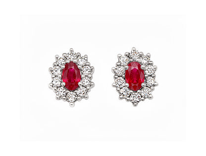 0.51 ct Cluster Ruby Diamond Earrings - 9ct Yellow Gold