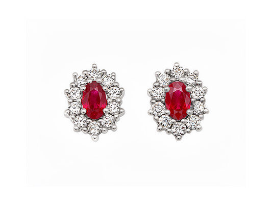 0.51 ct Cluster Ruby Diamond Earrings - 9ct Yellow Gold