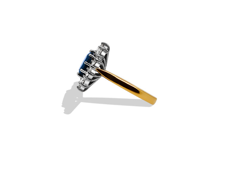 Sapphire & Diamond Cluster Ring – 18ct Yellow Gold