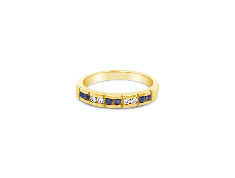 Sapphire and Diamond Ring - 9ct Yellow Gold