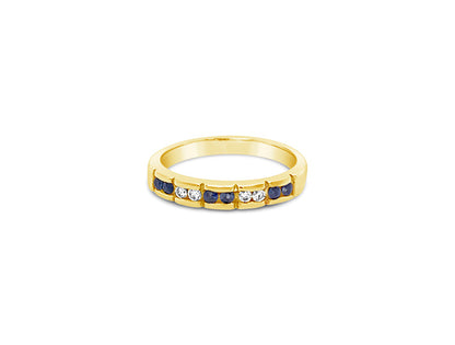 Sapphire and Diamond Ring - 9ct Yellow Gold