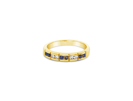 Sapphire and Diamond Ring - 9ct Yellow Gold