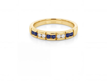 Sapphire and Diamond Ring - 9ct Yellow Gold