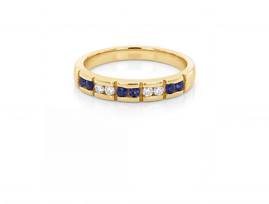 Sapphire and Diamond Ring - 9ct Yellow Gold