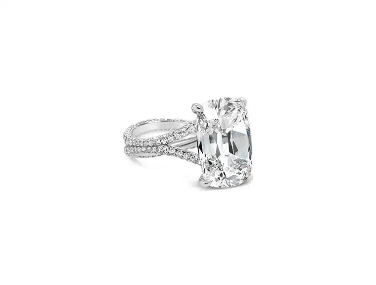 10.14cts Natural Diamond Solitaire Cushion Cut (Platinum) GIA Certificate - ring