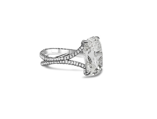 10.14cts Natural Diamond Solitaire Cushion Cut (Platinum) GIA Certificate - ring